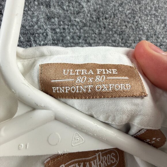 Gitman Bros *** Pinpoint Cotton Oxford 15 33 Point USA White Long Sleeve Men - Picture 13 of 16